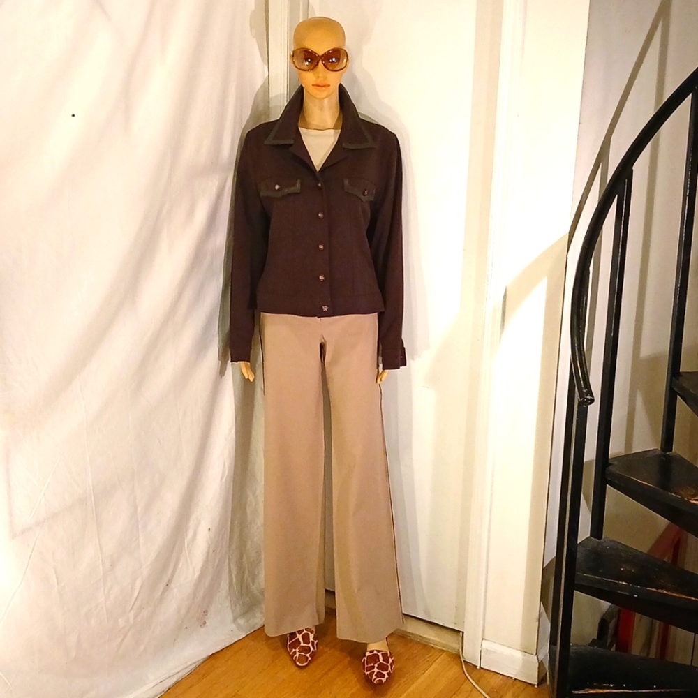 🔥 Like New Absolu Confort (Paris) Blazer/Jacket with leather trim.